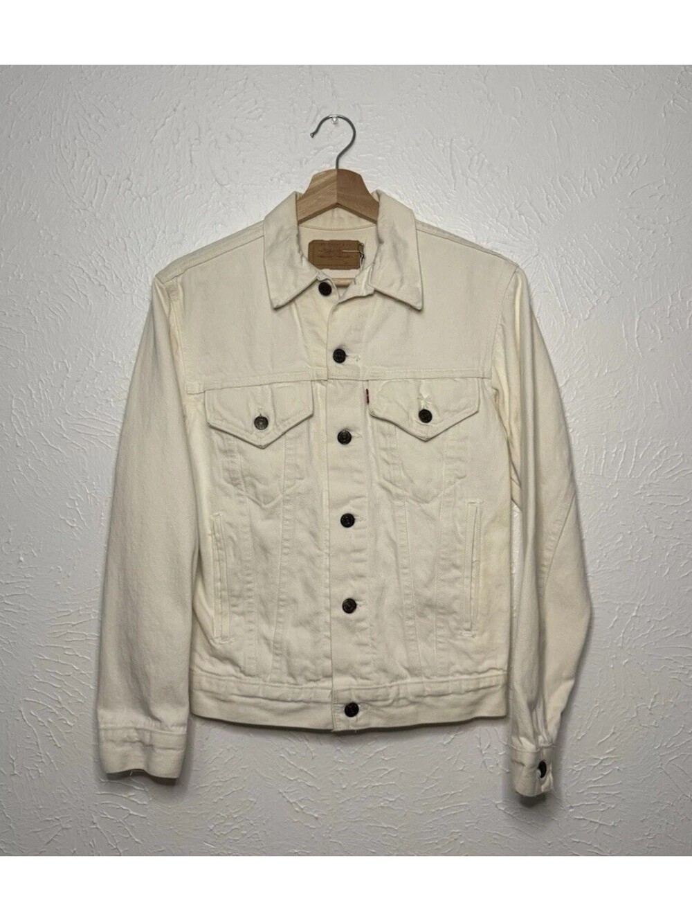 Vintage 80s Levi’s Type 3 Cream Trucker Denim Jacket Women's Size Small USA